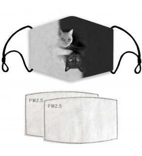 Kvalitní bavlněná rouška s motivem kočiček černobílá 18x13 cm