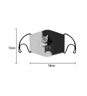 Kvalitní bavlněná rouška s motivem kočiček černobílá 18x13 cm